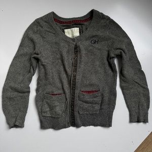 y2k vintage abercrombie Gilly Hicks Grey cropped button cardigan knit sweater